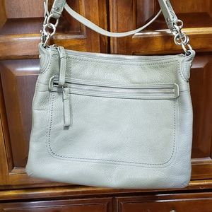 Gray leather pebble Coach crossbody